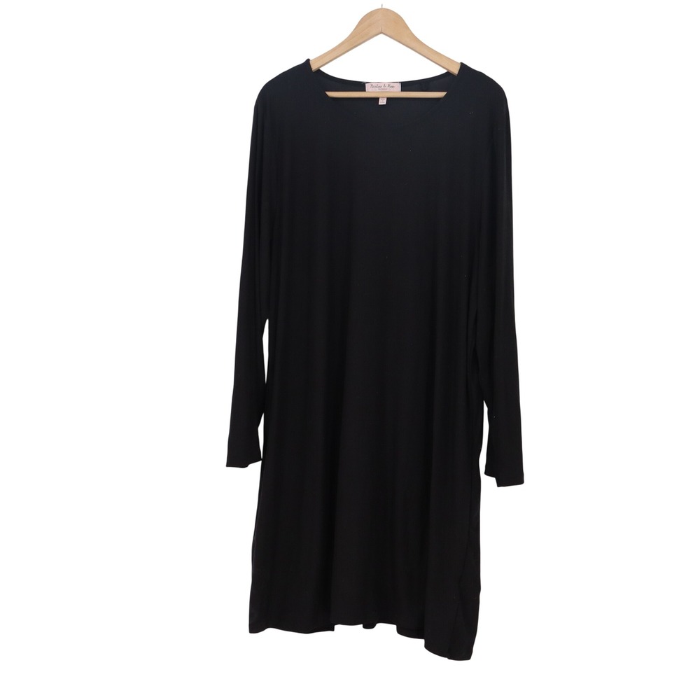 Harlow & Rose Woman Black Long Sleeve Shift Dress Plus Size 3X Jersey Knit 10502